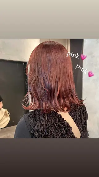 ミディアム カラー 暖色/艶髪/ボブ/ ショート/Ayaのヘアスタイル