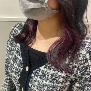 セミロング カラー ヘアアレンジ 吉水 彩乃 /ボブ/艶感カラーのヘアスタイル