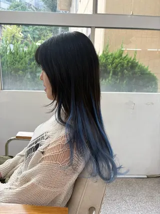 セミロング カラー エクステ ハイトーン 💭黒崎ハルカのヘアスタイル