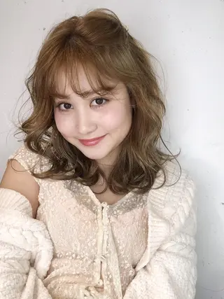 ミディアム カラー パーマ ヘアアレンジ ITbyALBUM 中野店のヘアスタイル