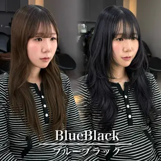 セミロング カラー 髪質改善|透明 感カラー🩵レイヤーのヘアスタイル