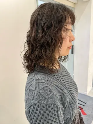ミディアム パーマ デジタルパーマ 🌀ボブ　萩原　龍のヘアスタイル