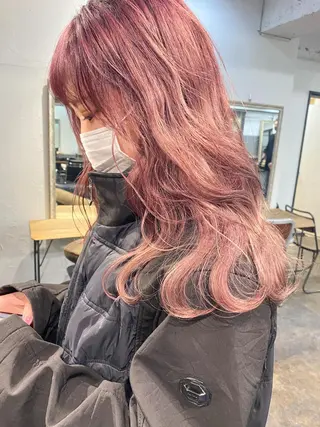 セミロング カラー レイヤー暖色カラー 池袋Yamamotoのヘアスタイル