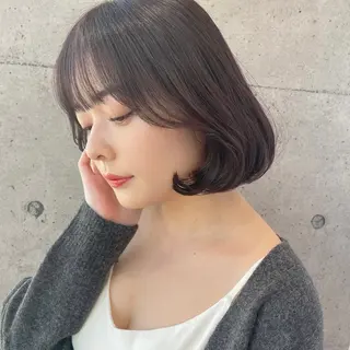 ミディアム カラー パーマ ヘアアレンジ 骨格別小顔カット/ 顔周りカット/金井のヘアスタイル