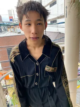 ショート カラー パーマ qiie/ワンカラー メンズカット/カラーのヘアスタイル