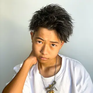 ショート カラー パーマ メンズ ハイトーン/メンズマ ッシュ/KYOHEIのヘアスタイル