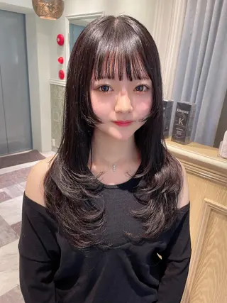 セミロング カラー 木屋元一/透明感 /前髪/ショートボブのヘアスタイル