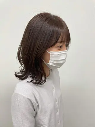 ミディアム カラー ヘアアレンジ 酸性縮毛矯正🧴韓国 レイヤー/髪質改善のヘアスタイル