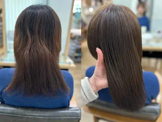 セミロング カラー パーマ ヘアアレンジ メンズ キッズ 骨格レイヤーカット 🌿美髪縮毛矯正のヘアスタイル