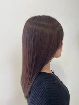 セミロング カラー 艶髪特化 しゅんぼう 長岡髪質改善のヘアスタイル