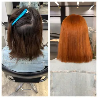 ミディアム け んブリーチ縮毛矯正のヘアスタイル