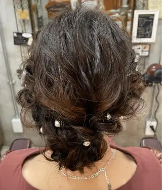 ミディアム ヘアアレンジ 【ピンク/韓国ヘア/ ヘアセット】亜海のヘアスタイル