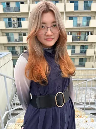 ロング カラー ﾊｲﾄｰﾝ/ｼｮｰﾄ 村上淳乃🐥のヘアスタイル