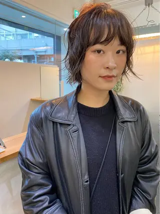 ショート カラー パーマ 森貴裕/ベージュ/ パーマ/オリーブのヘアスタイル