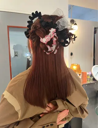 ロング ヘアアレンジ 毛流れセンターパート Sakiのヘアスタイル