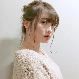 ロング カラー ヘアアレンジ 薬院:今泉/上川美幸 ボブ/顔周りレイヤーのヘアスタイル
