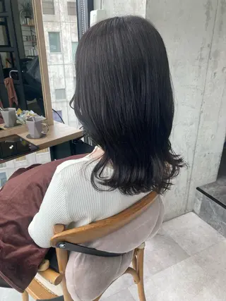 セミロング ✨色持ちの良い艶 カラー✨蟹江真世のヘアスタイル