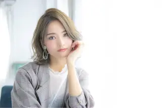 ミディアム カラー パーマ 代表 吉澤弘哲のヘアスタイル