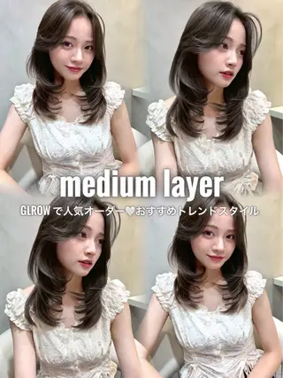 ミディアム カラー 舟久保 七海のヘアスタイル