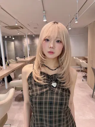 セミロング 韓国レイヤー×透明感 カラー/山崎一輝のヘアスタイル