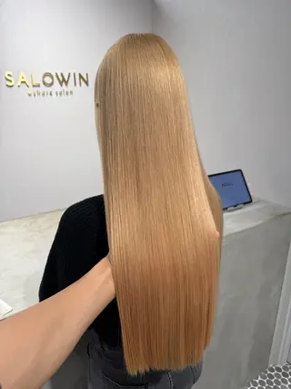 ロング カラー ハイトーン/ ブリーチ/縮毛矯正のヘアスタイル