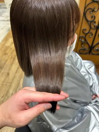 ミディアム カラー パーマ 新宿✨顔周りカット 韓国ヘア/坂本亜裟海のヘアスタイル