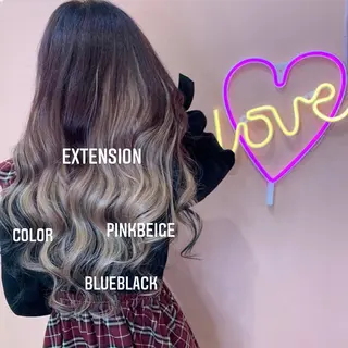 ロング カラー エクステ🩵ブリーチ 韓国ヘア🩵KAEのヘアスタイル