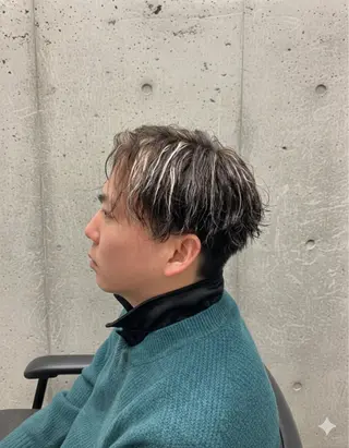 ショート カラー パーマ メンズ メンズハイライト /バレイヤージュ比嘉のヘアスタイル