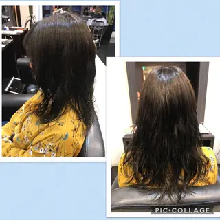 セミロング カラー パーマ 藤本 麻衣のヘアスタイル