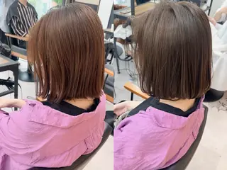 ミディアム カラー パーマ ヘアアレンジ メンズ キッズ ネイル マツエク・マツパ アイブロウ レイヤーカット／顔周 りカット/縮毛矯正のヘアスタイル