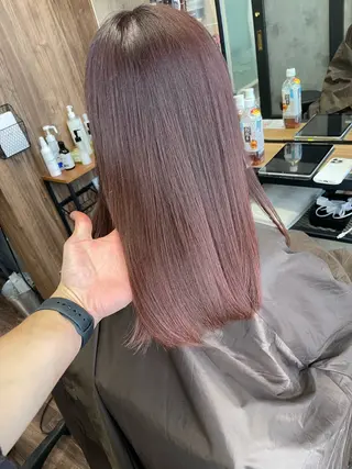 ミディアム カラー Lull1人美容室 バレイヤージュのヘアスタイル
