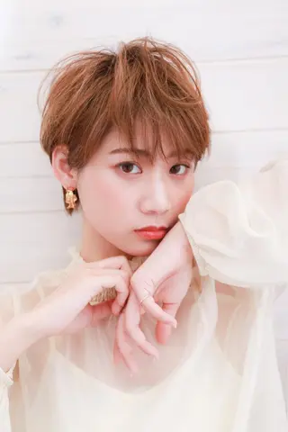 ショート カラー パーマ ヘアアレンジ トップスタイリスト 💙藤原 純のヘアスタイル