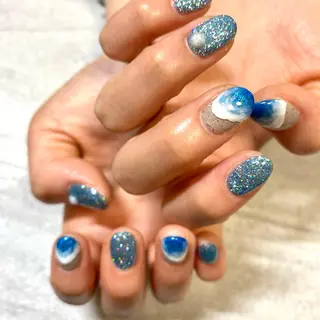 ショート カラー パーマ ヘアアレンジ メンズ キッズ ネイル マツエク・マツパ アイブロウ 今福鶴見ネイル 8(エイト)のネイルデザイン