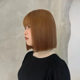 ミディアム カラー 切りっぱなしボブ/ 艶カラー/綾莉のヘアスタイル