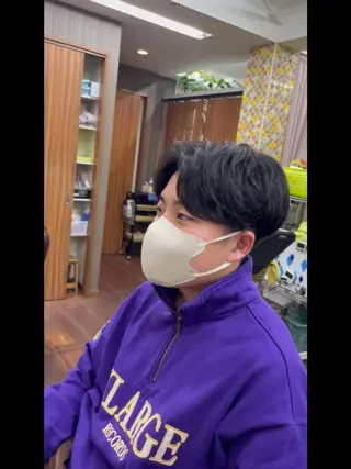 ミディアム パーマ メンズ メンズパーマ 赤司 泰樹のヘアスタイル