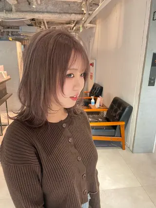 ミディアム 美髪矯正/艶カラー ボブ/栄/鐘ヶ江純也のヘアスタイル