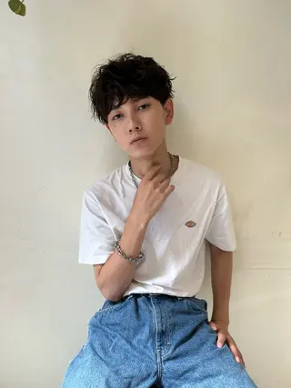 パーマ メンズ 艶透明感カラー/ ルーズパーマ/田中のヘアスタイル