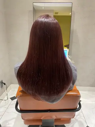 セミロング カラー 頭から整える美容師 松田のヘアスタイル