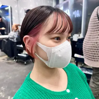 ショート カラー ヘアアレンジ 🎀モテ暖色× エクステ🎀あかりのヘアスタイル