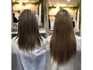 ロング カラー ヘアアレンジ チビ編み込みエクステ シールEXどぅ〜すのヘアスタイル