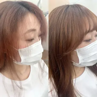 ミディアム カラー パーマ ヘアアレンジ メンズ キッズ ネイル マツエク・マツパ アイブロウ レイヤーカット 🌿透け感カラーのヘアスタイル