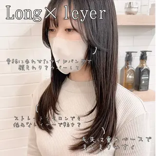 ロング カラー パーマ ヘアアレンジ メンズ キッズ 骨格レイヤーカット 🌿美髪縮毛矯正のヘアスタイル