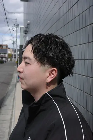 ミディアム パーマ メンズ 高橋 怜玖／仙台／長町のヘアスタイル