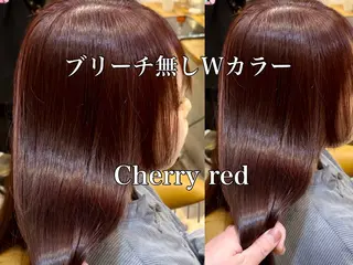 ミディアム カラー ブリーチなしダブル カラー縮毛矯正 下野のヘアスタイル