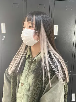 ミディアム カラー パーマ ヘアアレンジ メンズ キッズ ネイル マツエク・マツパ 切りっぱなしヘアボブ ミディアムヘアRYOのヘアスタイル