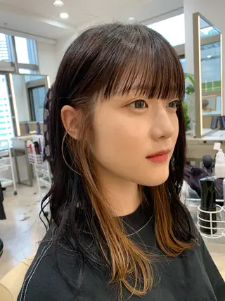 セミロング カラー 加藤 佑哉のヘアスタイル