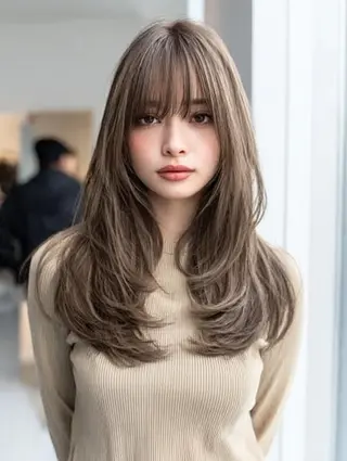 セミロング 絶対可愛い暖色カラー 🌷うる艶🌷結奈✨のヘアスタイル