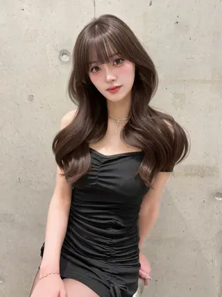 カラー セミロング ♡韓国ヘア♡ ブリーチ✨ハイトーンのヘアスタイル