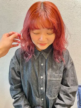 ミディアム カラー レイン🌏🌱 似合わせ/ハイトーンのヘアスタイル