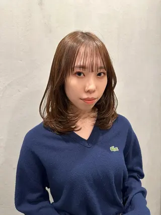 ミディアム レイヤーカット/長岡 グレージュ/マユ🎀のヘアスタイル